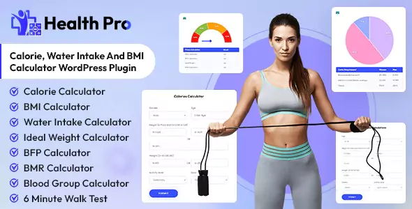 Health Pro v1.0.4 – Calorie, Water Intake and BMI Calculator WordPress Plugin