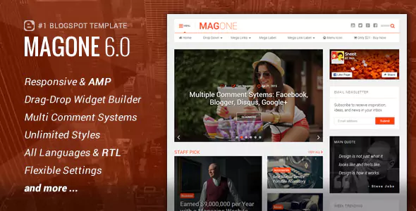 [NULLED] MagOne v6.9.89 – Responsive News & Magazines Blogger Template